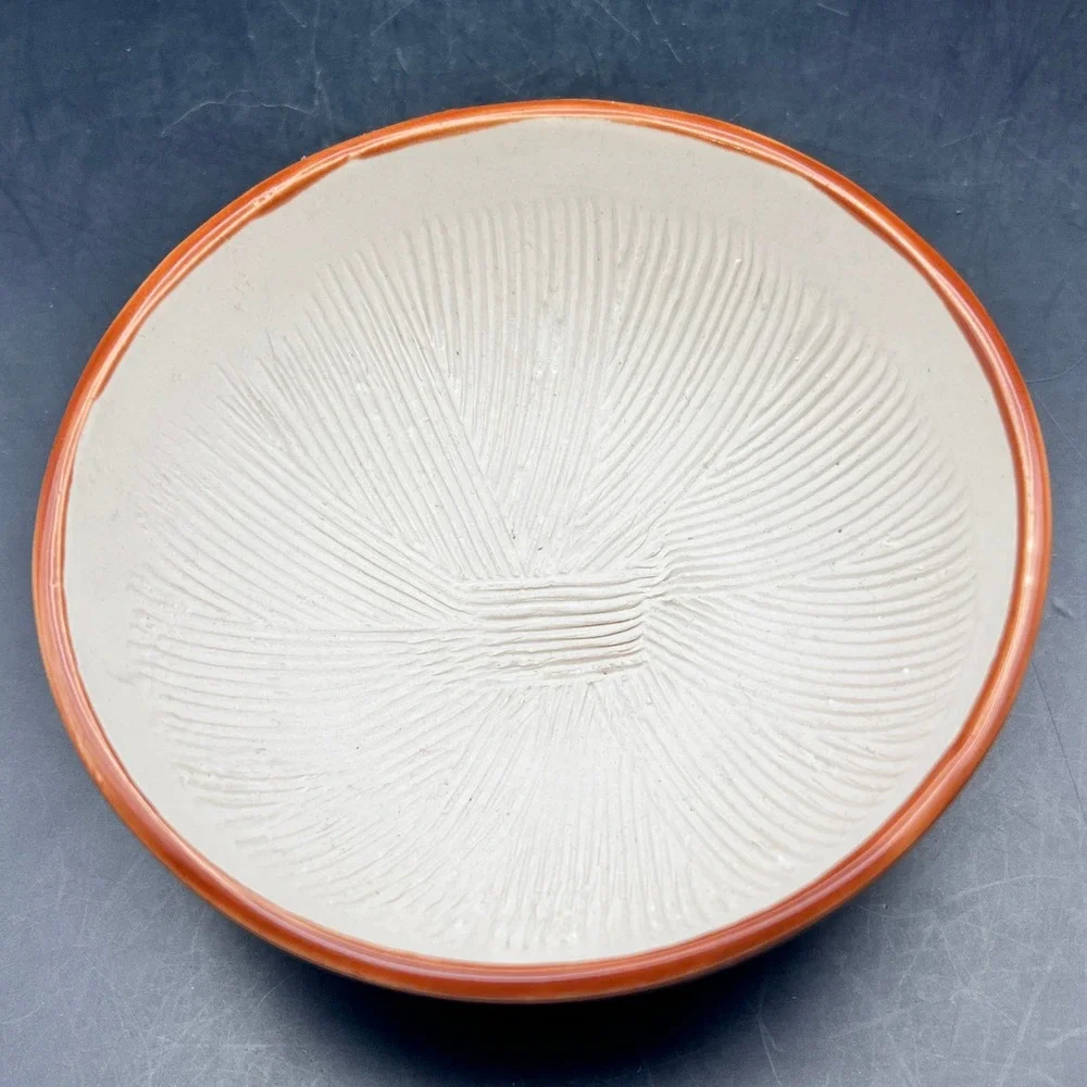 Japanese Suribachi Ceramic Mortar Grinding Bowl Terracotta Cream 4.25